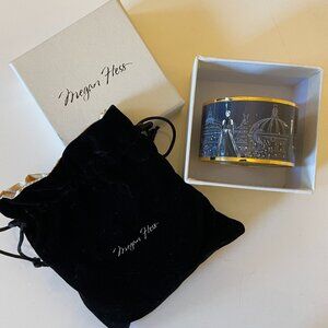 Authentic Megan Hess Enamel Bracelet Bangle 18k Gold Plated